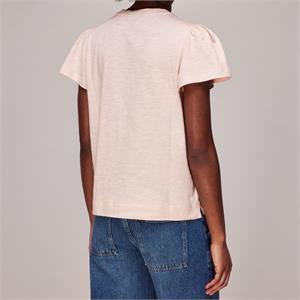 Whistles Pale Pink Cotton Frill Sleeve T Shirt